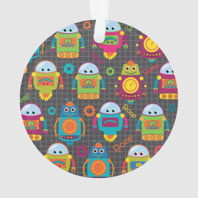 Colourful Kids Robot Ornament (Back)