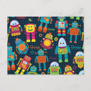 Colourful Kids Robot Postcard