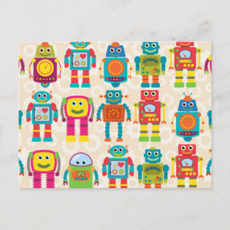 Colourful Kids Robot Postcard