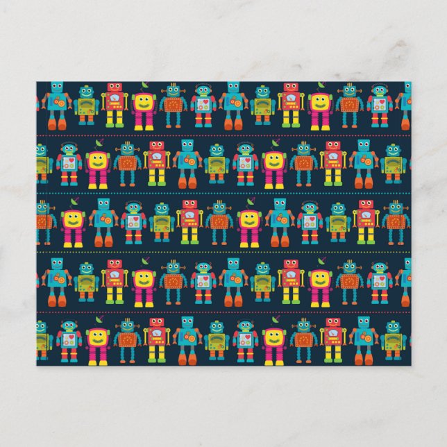 Colourful Kids Robot Postcard (Front)