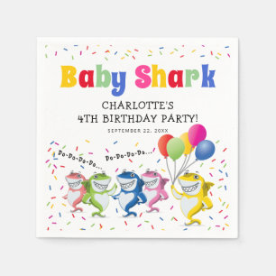 Colourful Kids Shark Birthday Party Napkin