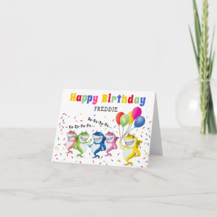 Colourful Kids Shark   Happy Birthday Card