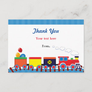 Colourful Kids Train Birthday Party Thank You Card