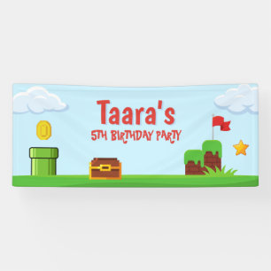 Colourful Kids Video Game Birthday Outdoor Vinyl Banner