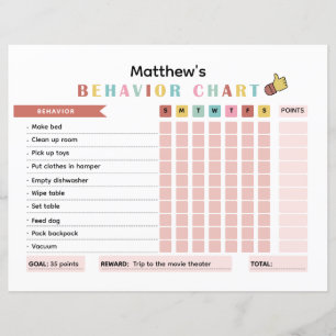 Colourful KidsBehavior Chart for Improving Behavio