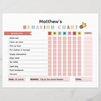 Colourful KidsBehavior Chart for Improving Behavio