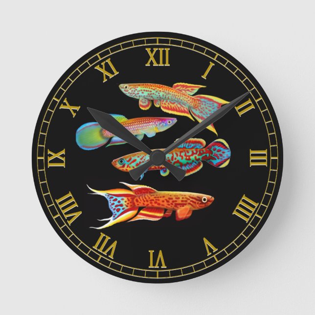 Colourful Killifish Wall Clock (Front)
