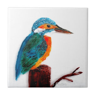 Colourful Kingfisher Bird Art Tile