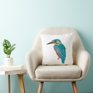 Colourful Kingfisher Throw Pillow