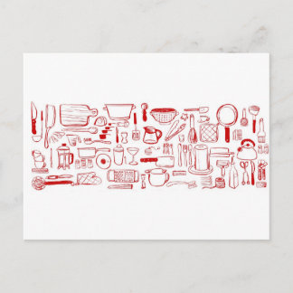 Colourful Kitchen Pattern Postcard