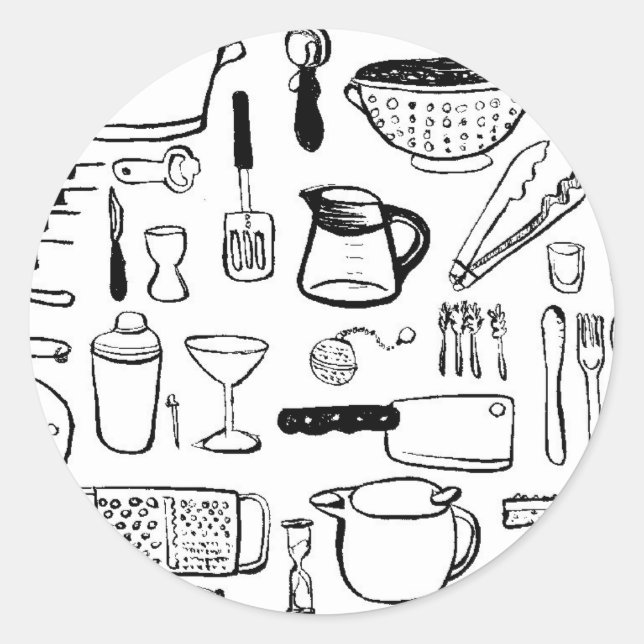 Colourful Kitchen Patterns Classic Round Sticker (Front)