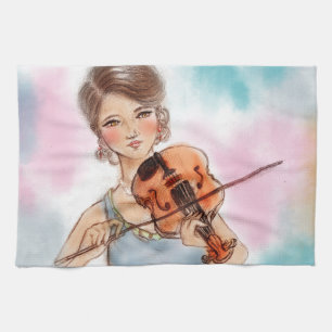 Colourful kitchen towel - Violin