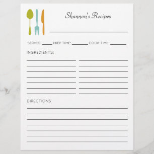 Colourful Kitchen Utensils Personalized Recipe Pag Flyer