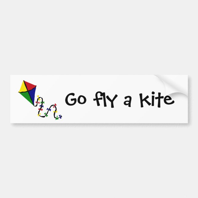 Colourful Kite Flying Art Bumper Sticker (Front)
