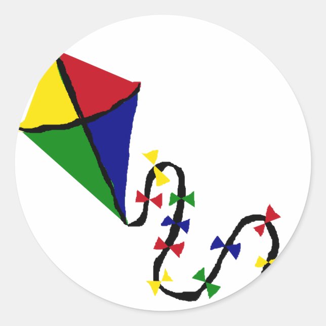 Colourful Kite Flying Art Classic Round Sticker (Front)