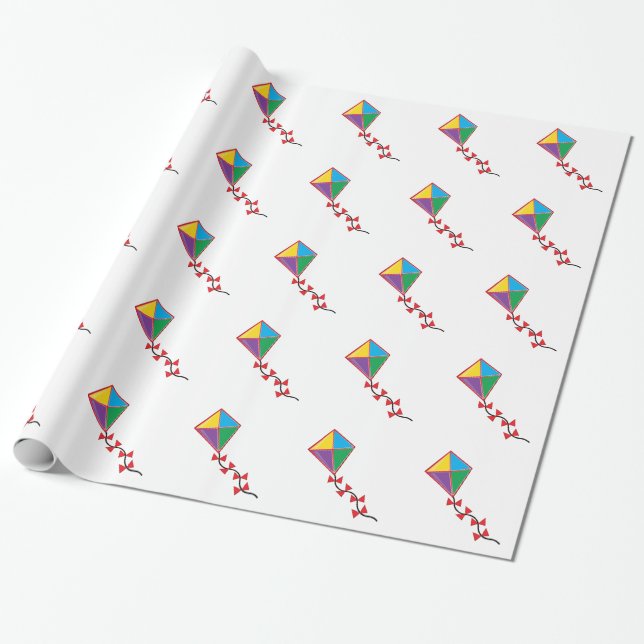 Colourful Kite Wrapping Paper (Unrolled)