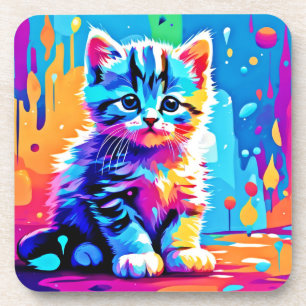 Colourful Kitten Design  Coaster