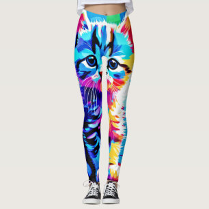 Colourful Kitten Design  Leggings