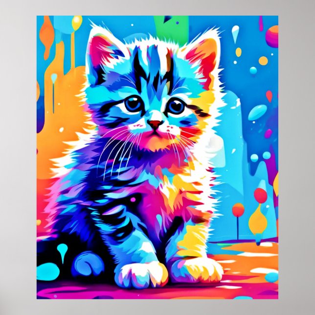 Colourful Kitten Design  Poster (Front)