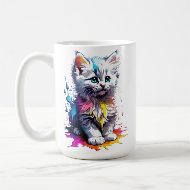 Colourful Kitten Mug (Left)