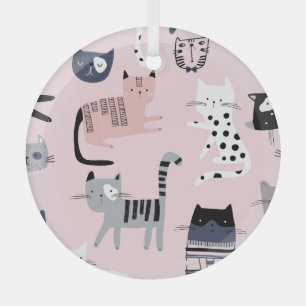 Colourful Kittens: Childish Pink Vintage Glass Ornament