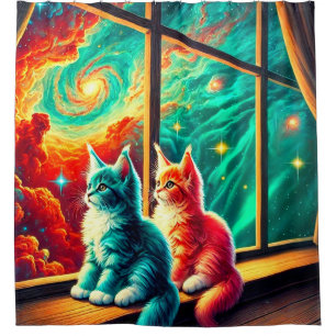 Colourful Kittens Radiant Cosmic Window Scene