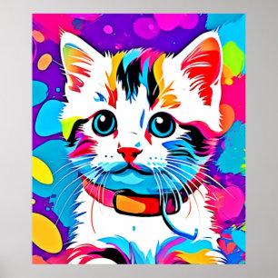 Colourful Kitty Art Poster