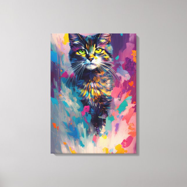 Colourful Kitty Cat Canvas Print (Front)