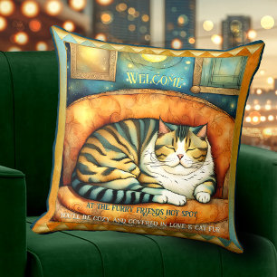 Colourful Kitty Cat Lovers Animal Art Throw Pillow