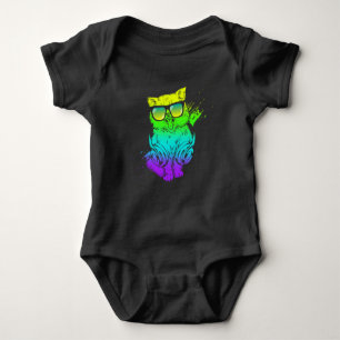Colourful Kitty DJ Techno Cat Music edm Party Baby Bodysuit