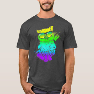 Colourful Kitty DJ Techno Cat Music edm Party T-Shirt