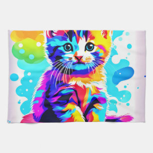 Colourful Kitty Splash Kitchen Towel
