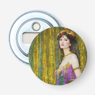 Colourful Klimt Style Collage Portrait of a Woman Bottle Opener