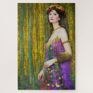 Colourful Klimt Style Collage Portrait of a Woman Jigsaw Puzzle