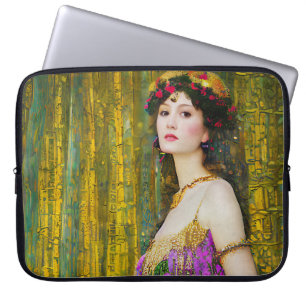 Colourful Klimt Style Collage Portrait of a Woman Laptop Sleeve