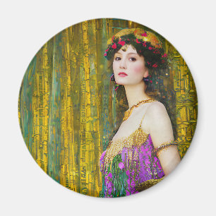 Colourful Klimt Style Collage Portrait of a Woman Magnet