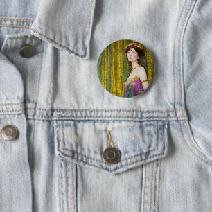 Colourful Klimt Style Collage Portrait of Woman 2 Inch Round Button