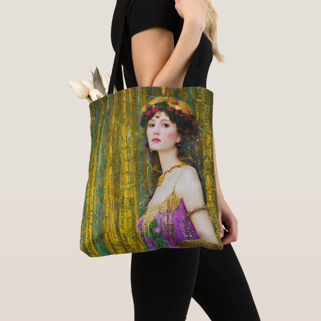 Colourful Klimt Style Collage Portrait of Woman Tote Bag (Close Up)