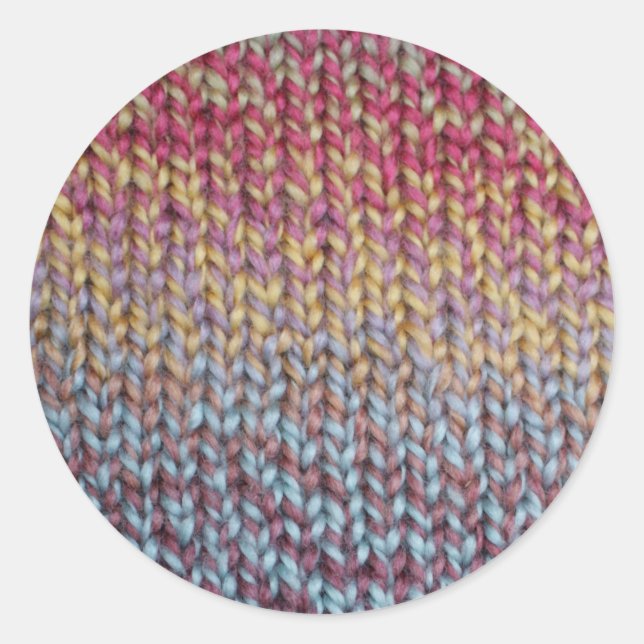 Colourful Knit Classic Round Sticker (Front)