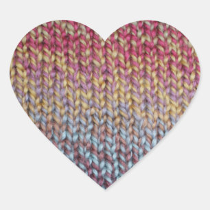 Colourful Knit Heart Sticker