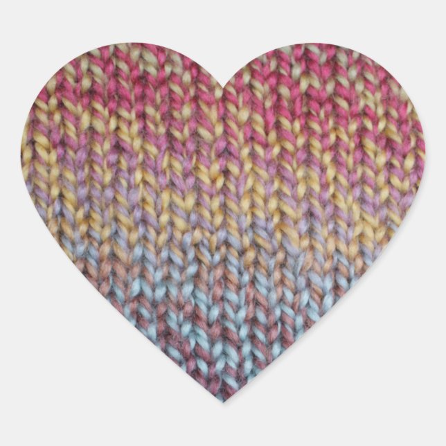 Colourful Knit Heart Sticker (Front)