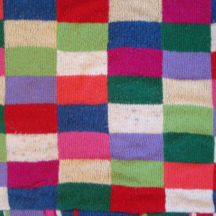 colourful knitted patchwork squares fun design mug