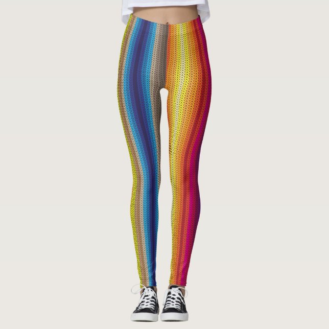 Colourful Knitted Rainbow Effect Leggings (Front)