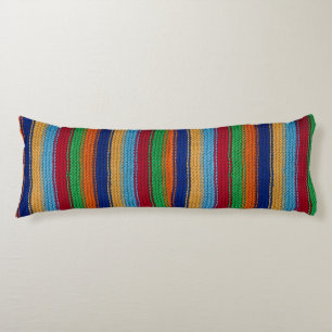 Colourful knitted stripes body pillow
