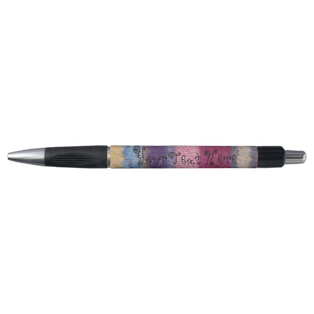 colourful knitted stripes original fun vintage pen (Front)