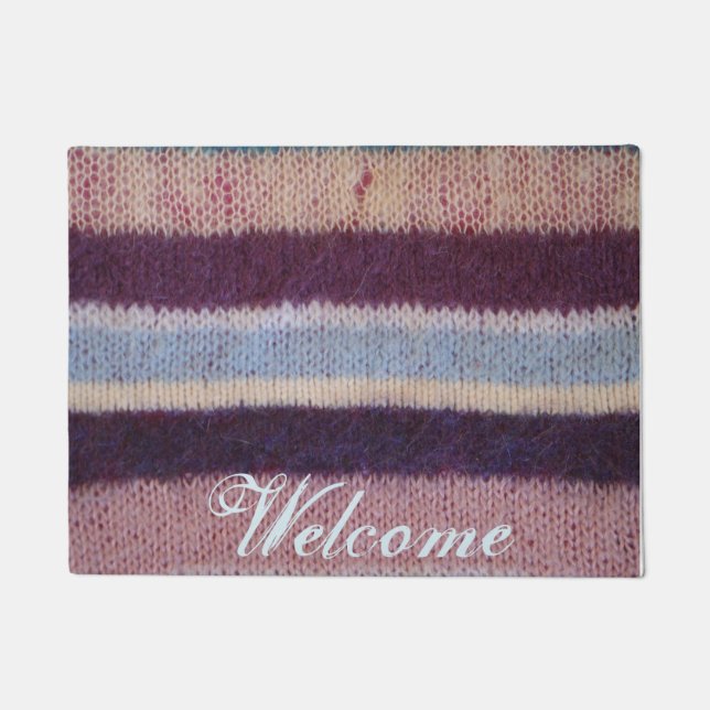 colourful knitted stripes unique vintage fun desig doormat (Front)