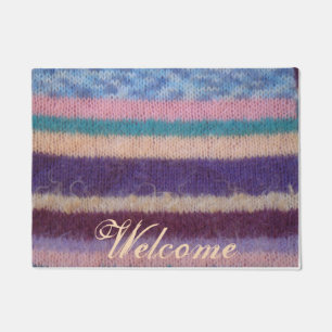 colourful knitted stripes unique vintage fun desig doormat