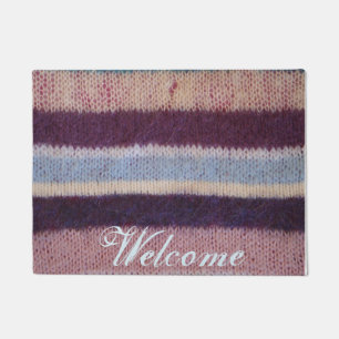 colourful knitted stripes unique vintage fun doormat