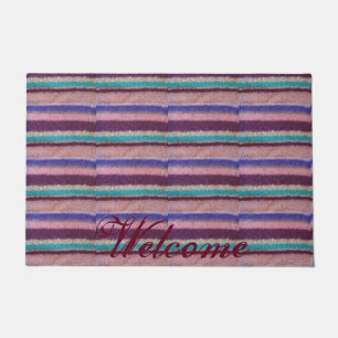colourful knitted stripes unique vintage fun doormat