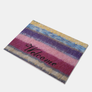 colourful knitted stripes unique vintage fun doormat